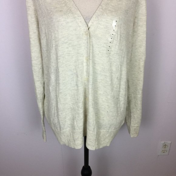 NWT Gap Cardigan Sweater Size XL Womans Beige Cotton Blend V-Neck Long Sleeve - Picture 4 of 16